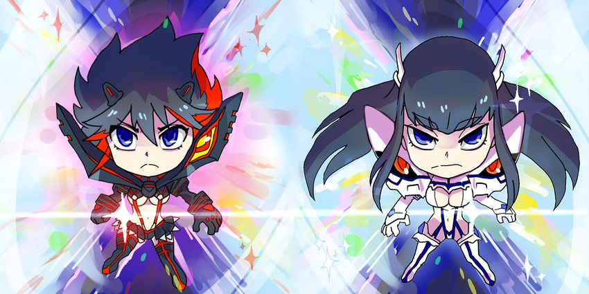 matoi ryuuko, senketsu, kiryuuin satsuki, and junketsu (kill la kill) drawn by uri_(uryu002)