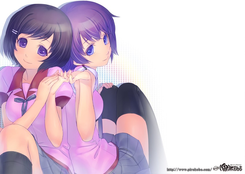 senjougahara hitagi and hanekawa tsubasa (monogatari and 1 more) drawn by piro_(orip)