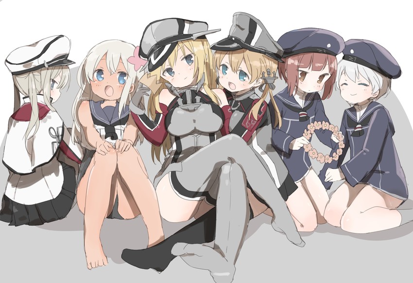 prinz eugen, bismarck, ro-500, graf zeppelin, z1 leberecht maass, and 1 more (kantai collection) drawn by murakami_meishi