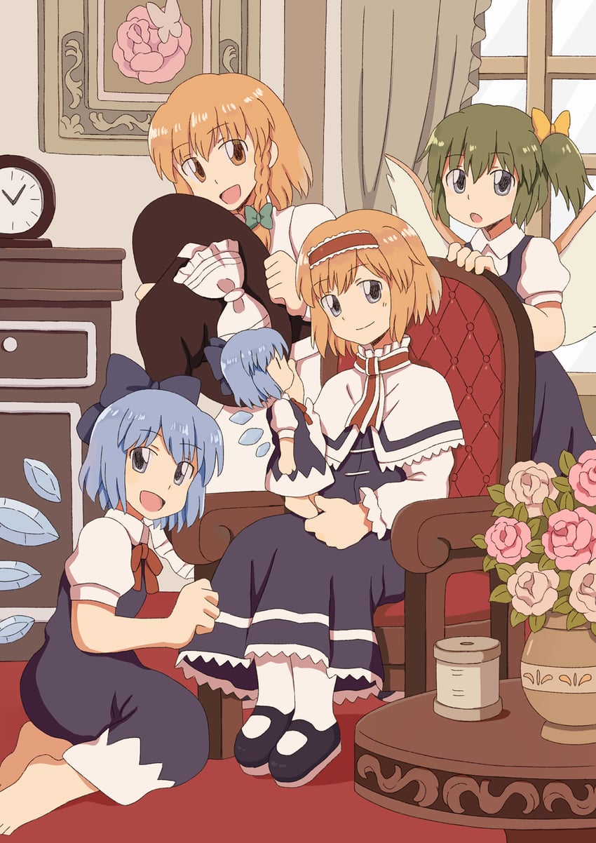 kirisame marisa, alice margatroid, cirno, and daiyousei (touhou) drawn by renzaoshen