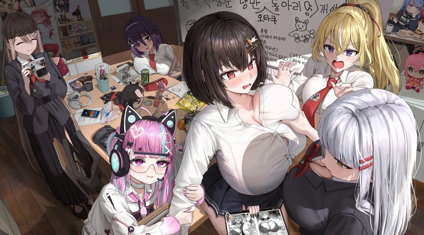 hoshimachi suisei, tohsaka rin, sakura miko, aris, aru, and 8 more (original and 9 more) drawn by irorong