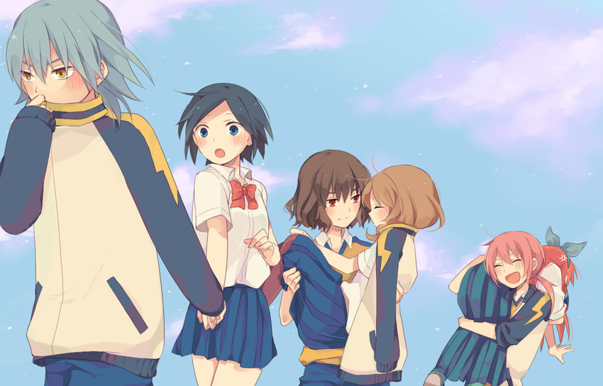 kirino ranmaru, shindou takuto, kariya masaki, sorano aoi, yamana akane, and 1 more (inazuma eleven and 1 more) drawn by yuzudaze