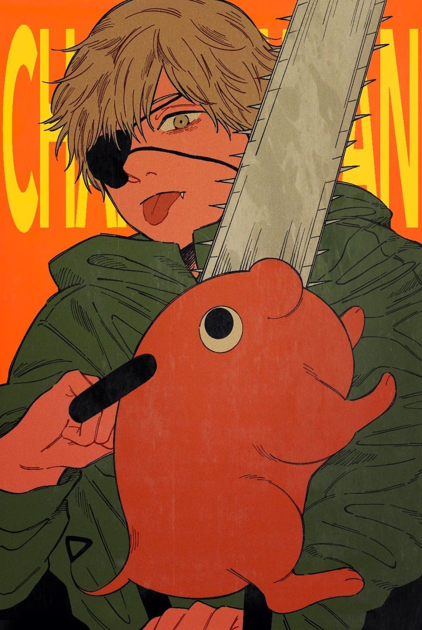 denji and pochita (chainsaw man) drawn by llq9ull
