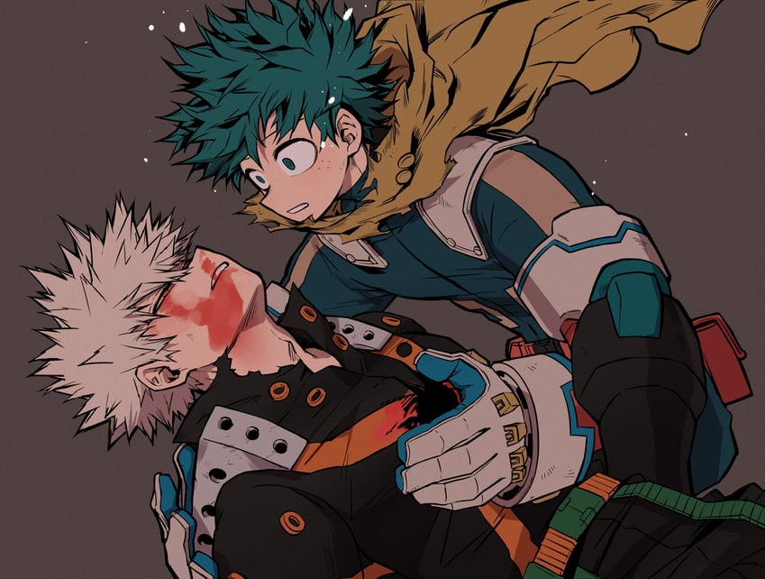 midoriya izuku and bakugou katsuki (boku no hero academia) drawn by chiyaya