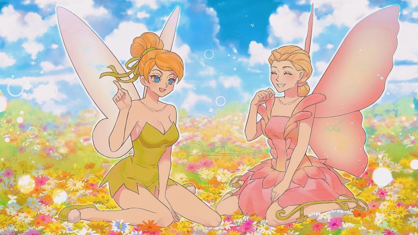 tinker bell and elina (barbie and 2 more) drawn by okitafuji