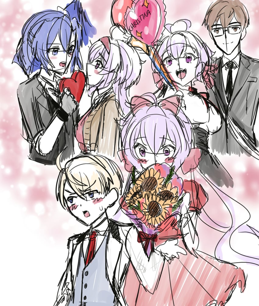 yukine chris, kazanari tsubasa, ogawa shinji, mario gallo bestino, and yukine christina (tsukihime and 2 more) drawn by axia-chan