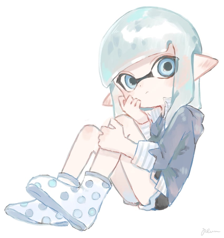 inkling player character and inkling girl (splatoon) drawn by plum0o0