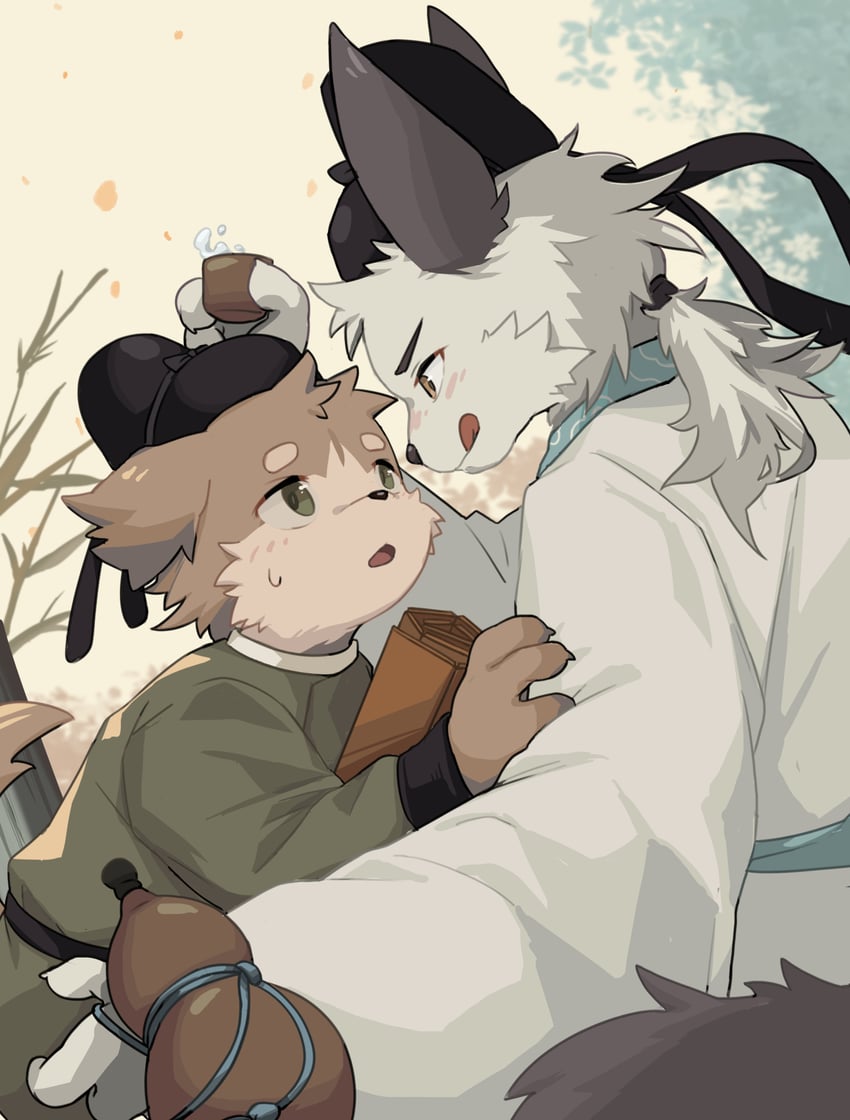 li bai and du fu (shi ci dong wu cheng) drawn by acnhiti