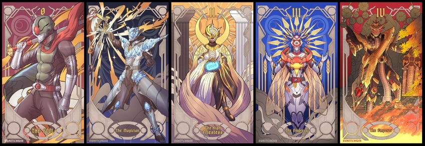 kamen rider 1, kamen rider wizard, ohma zi-o, kamen rider aguilera, and kamen rider tsukuyomi (kamen rider and 3 more) drawn by giganticbrush