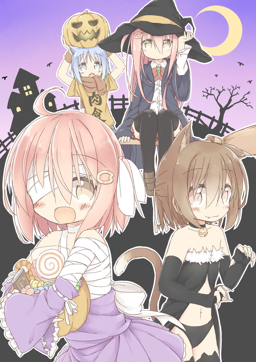 ii, yune, mei, and kuu (original) drawn by yuune_(ayanepuna)