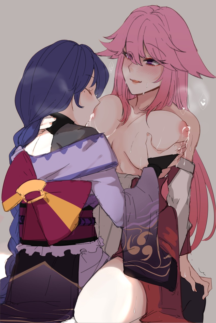 raiden shogun and yae miko (genshin impact) drawn by hinagi_(fox_priest)