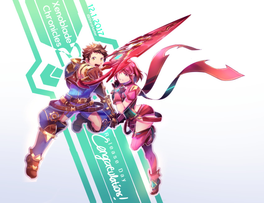 pyra and rex (xenoblade chronicles and 1 more) drawn by shirohuntress