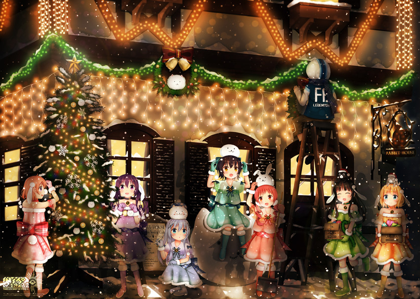 kafuu chino, hoto cocoa, kirima syaro, tippy, tedeza rize, and 5 more (gochuumon wa usagi desu ka?) drawn by nshot1402