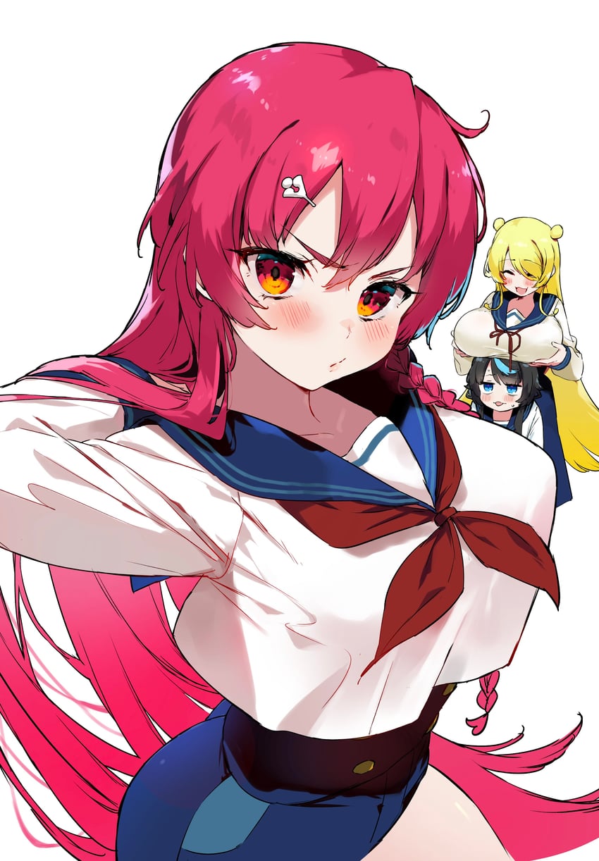 arataka mimi, ikezaki shian, and tasogare kiiro (cmyk: sameda kazuou wa chuunibyou ga naosenai) drawn by koba