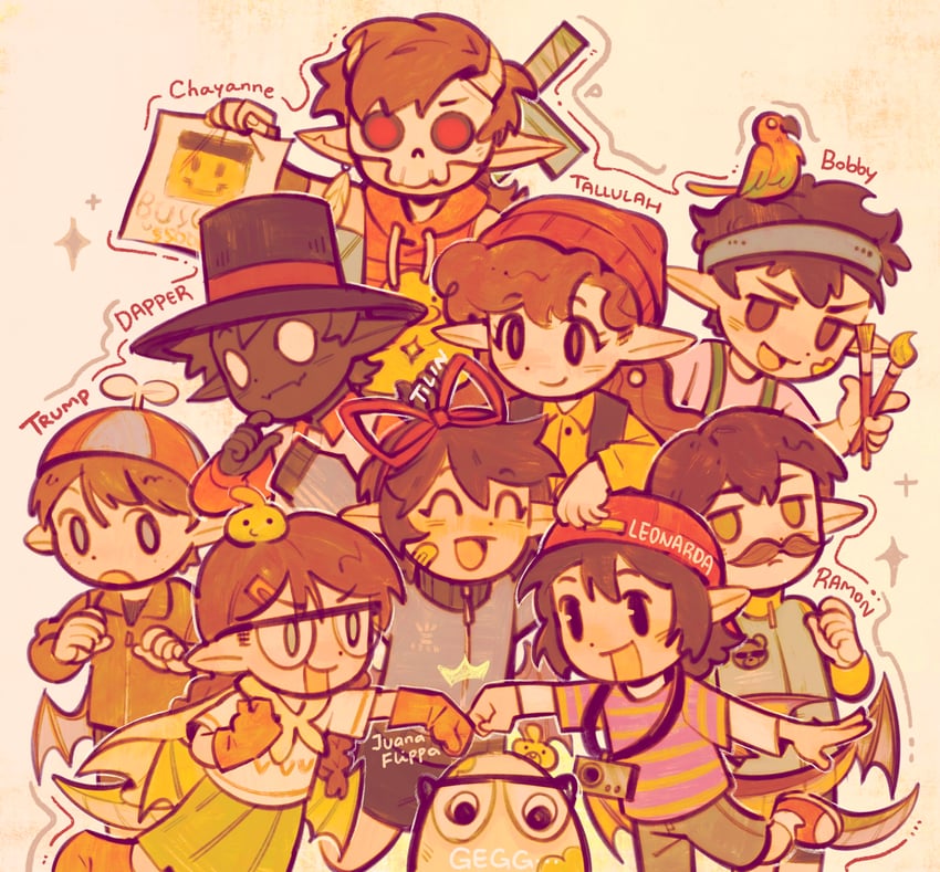 quackity, tallulah, chayanne, dapper, tilin, and 6 more (minecraft youtube and 1 more) drawn by peeco_0