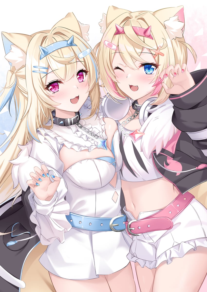 fuwawa abyssgard and mococo abyssgard (hololive and 1 more) drawn by benchen06