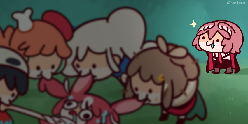 nanashi mumei, takanashi kiara, oozora subaru, hakos baelz, takane lui, and 1 more (hololive and 2 more) drawn by keenbiscuit