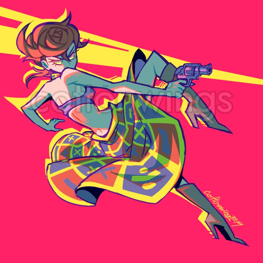 trish una (jojo no kimyou na bouken and 1 more) drawn by cottonwings