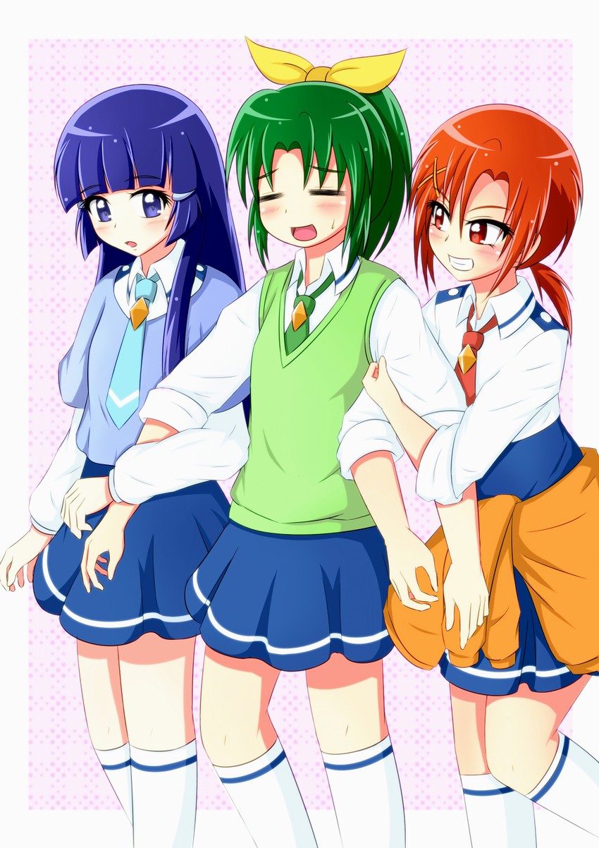 midorikawa nao, aoki reika, and hino akane (precure and 1 more) drawn by karasu032821z