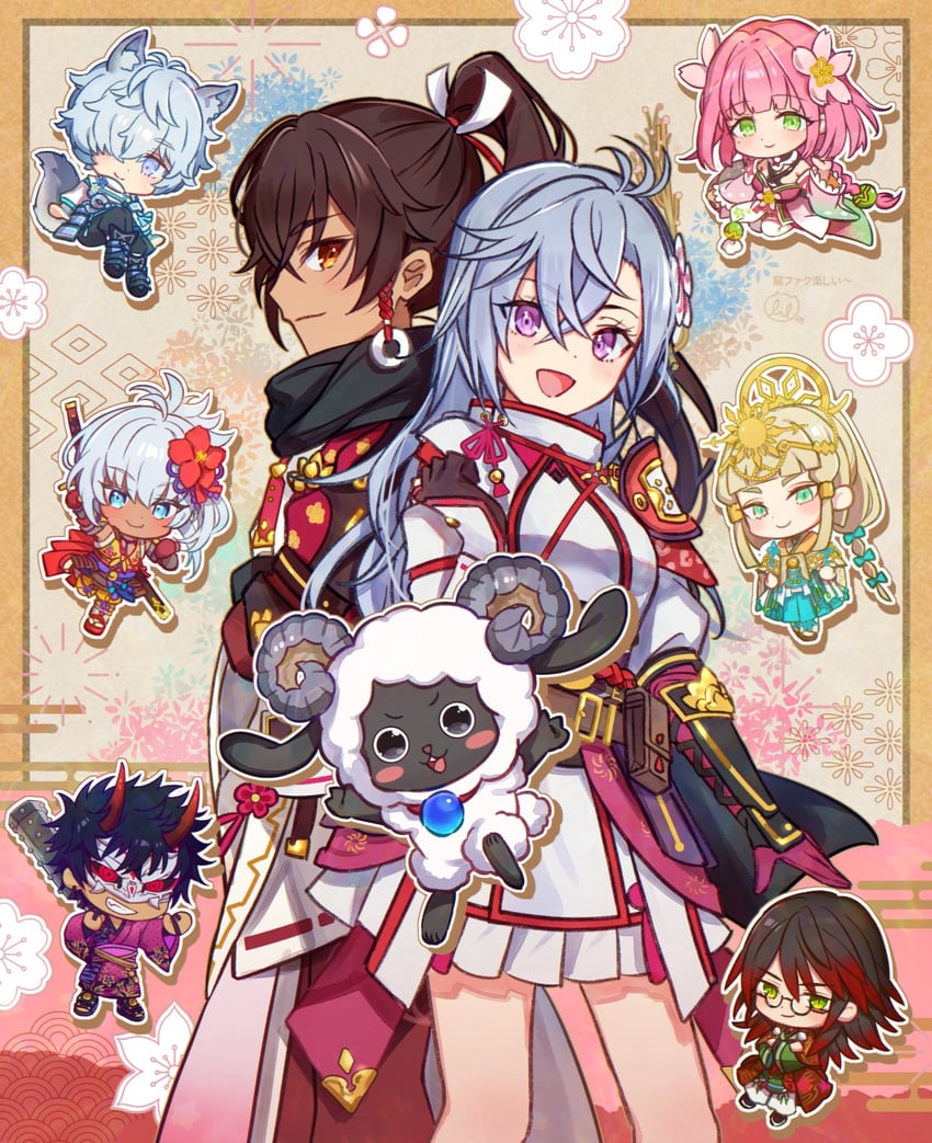 ulalaka, fubuki, subaru, kaguya, kurama, and 4 more (rune factory and 1 more) drawn by koori_(superumaice)