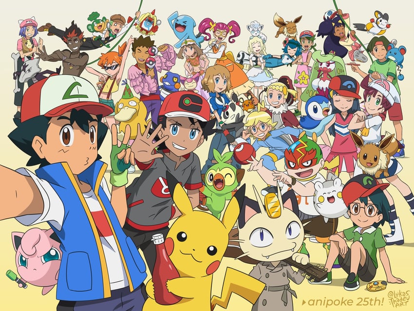 pikachu, dawn, lillie, may, ash ketchum, and 40 more (pokemon and 6 more) drawn by lukas_thadeu