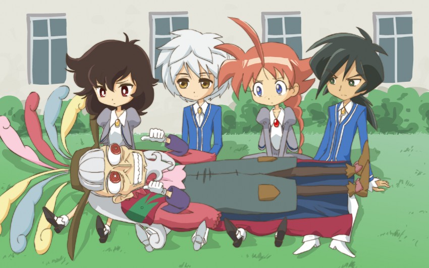 ahiru, fakir, rue, mytho, and drosselmeyer (princess tutu) drawn by john_su