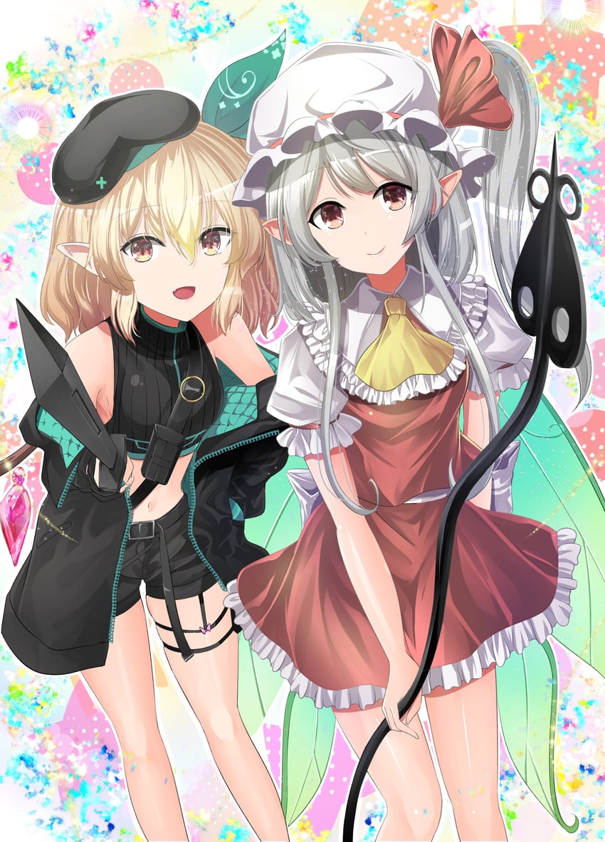 flandre scarlet and pomu rainpuff (touhou and 2 more) drawn by y2