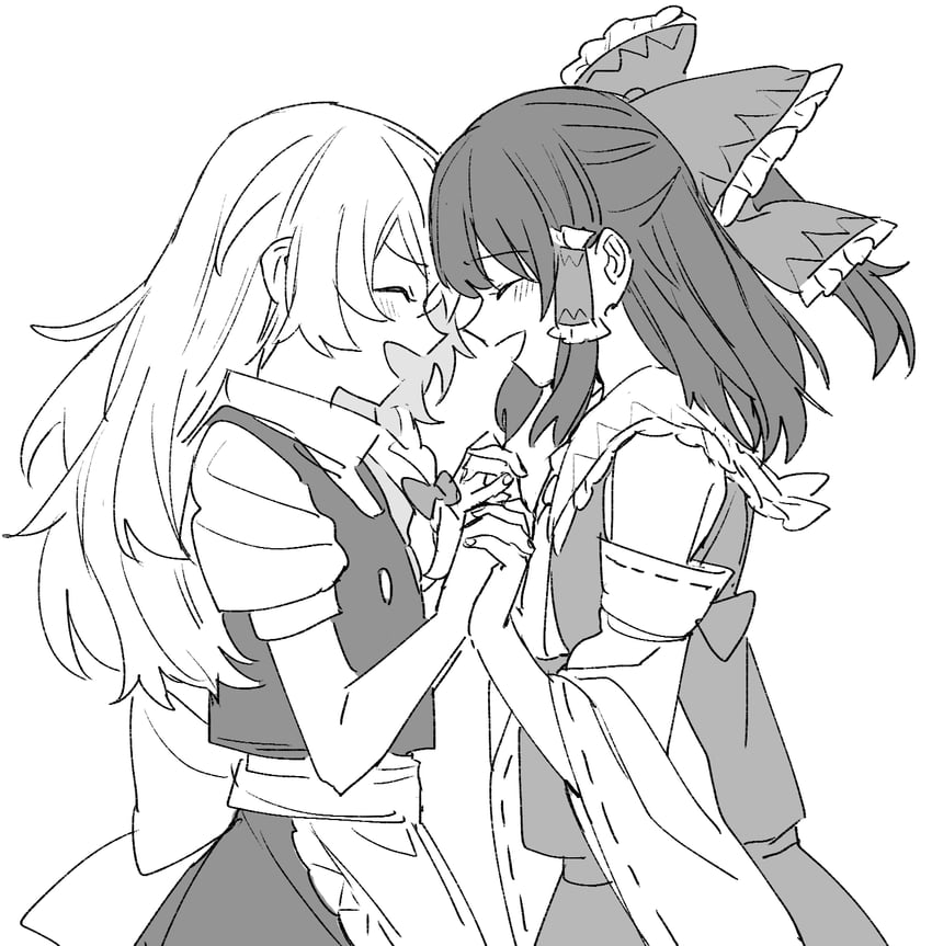 hakurei reimu and kirisame marisa (touhou) drawn by mero_(starfish_jcs)