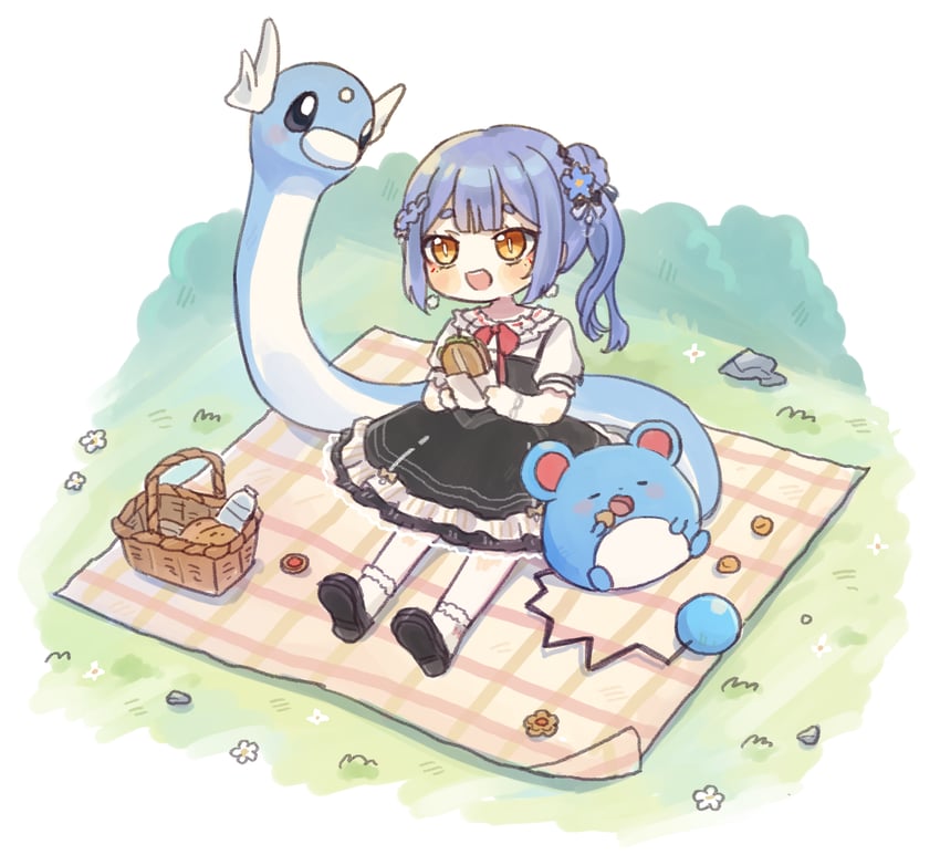 marill, dratini, and azusa (pokemon and 3 more) drawn by onayano