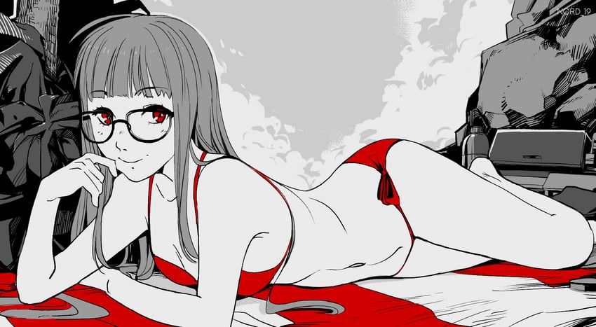 sakura futaba (persona and 1 more) drawn by arcsinus