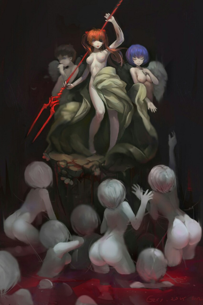 souryuu asuka langley, ayanami rei, and ikari shinji (neon genesis evangelion and 1 more) drawn by gaoerji