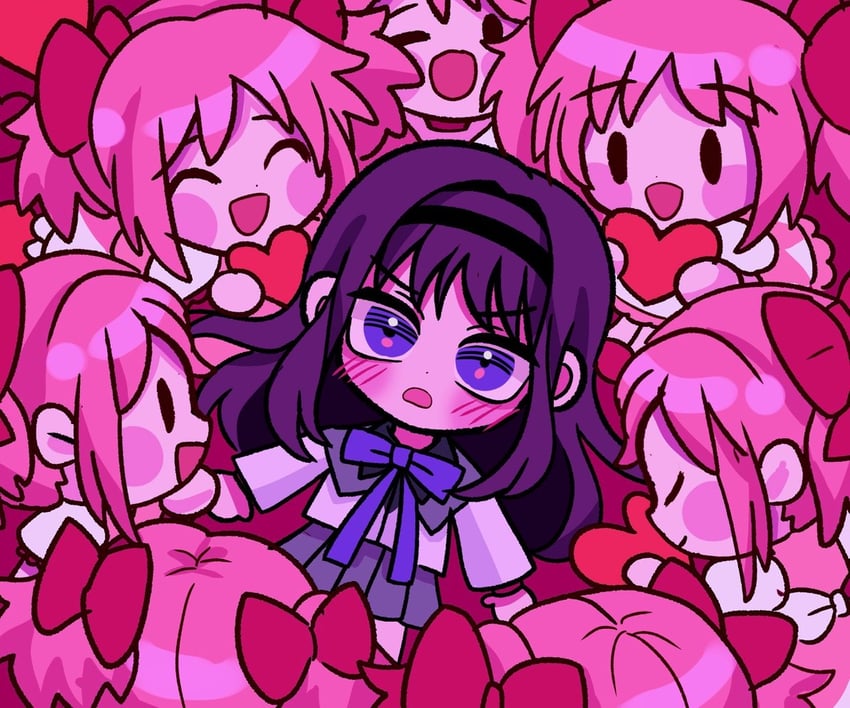 akemi homura and kaname madoka (mahou shoujo madoka magica) drawn by keropiki