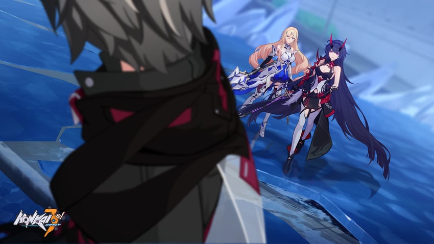 raiden mei, durandal, and owl (honkai and 1 more)