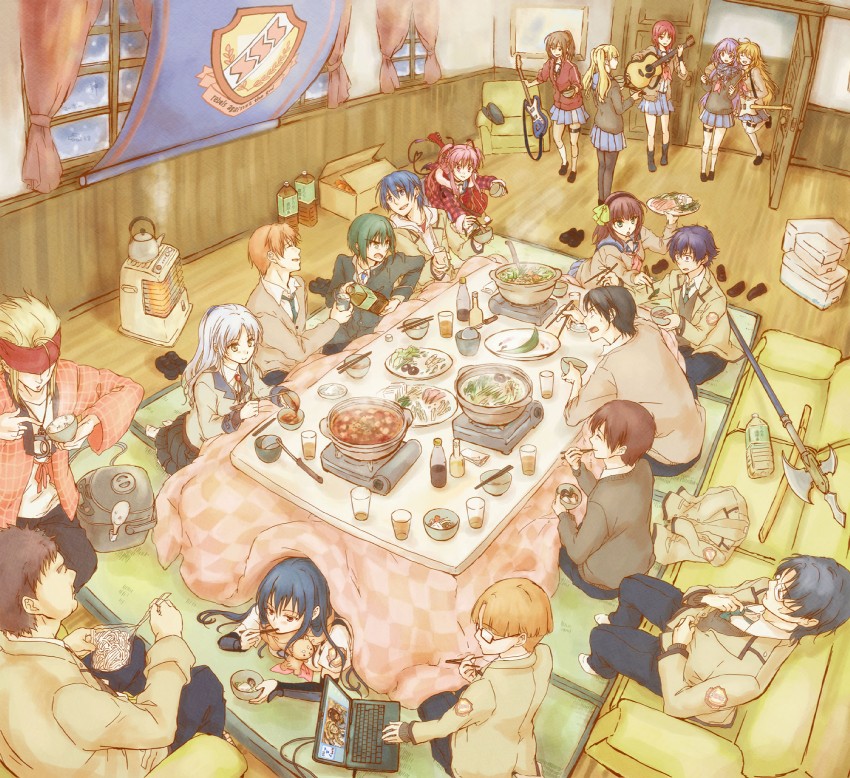 tachibana kanade, nakamura yuri, yui, hinata hideki, otonashi yuzuru, and 16 more (angel beats!) drawn by robata