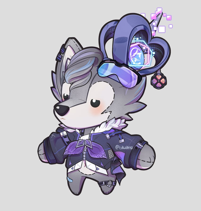 silver wolf and wolfy (genshin impact and 3 more) drawn by tawahyo