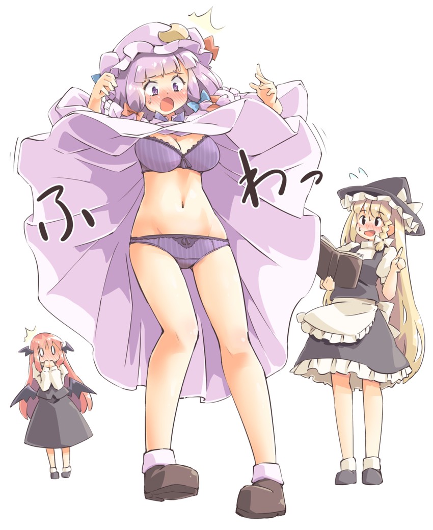 kirisame marisa, patchouli knowledge, and koakuma (touhou) drawn by arnest