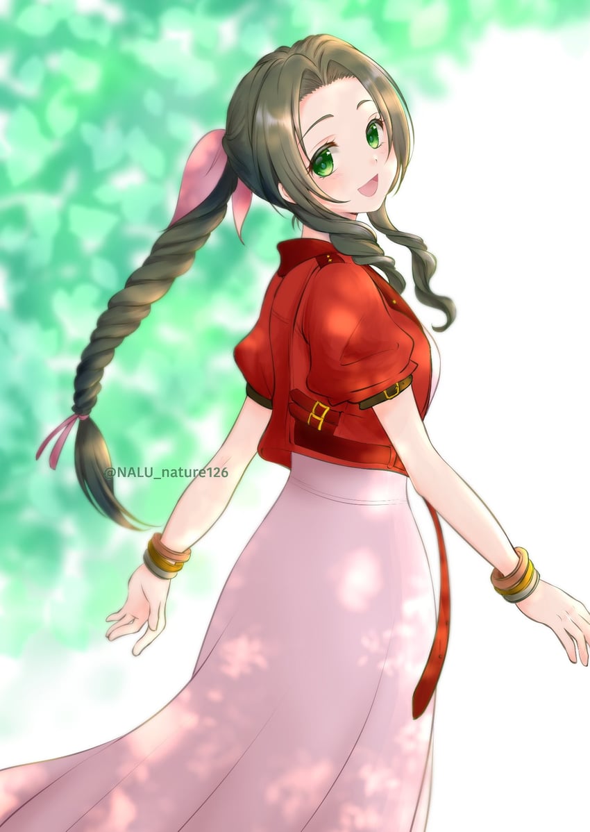 aerith gainsborough (final fantasy and 2 more) drawn by nalu