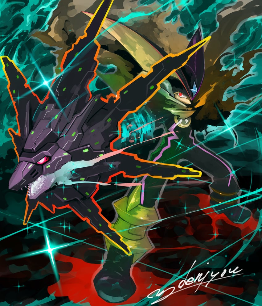 bass.exe and gospel (mega man and 2 more) drawn by denjyou23