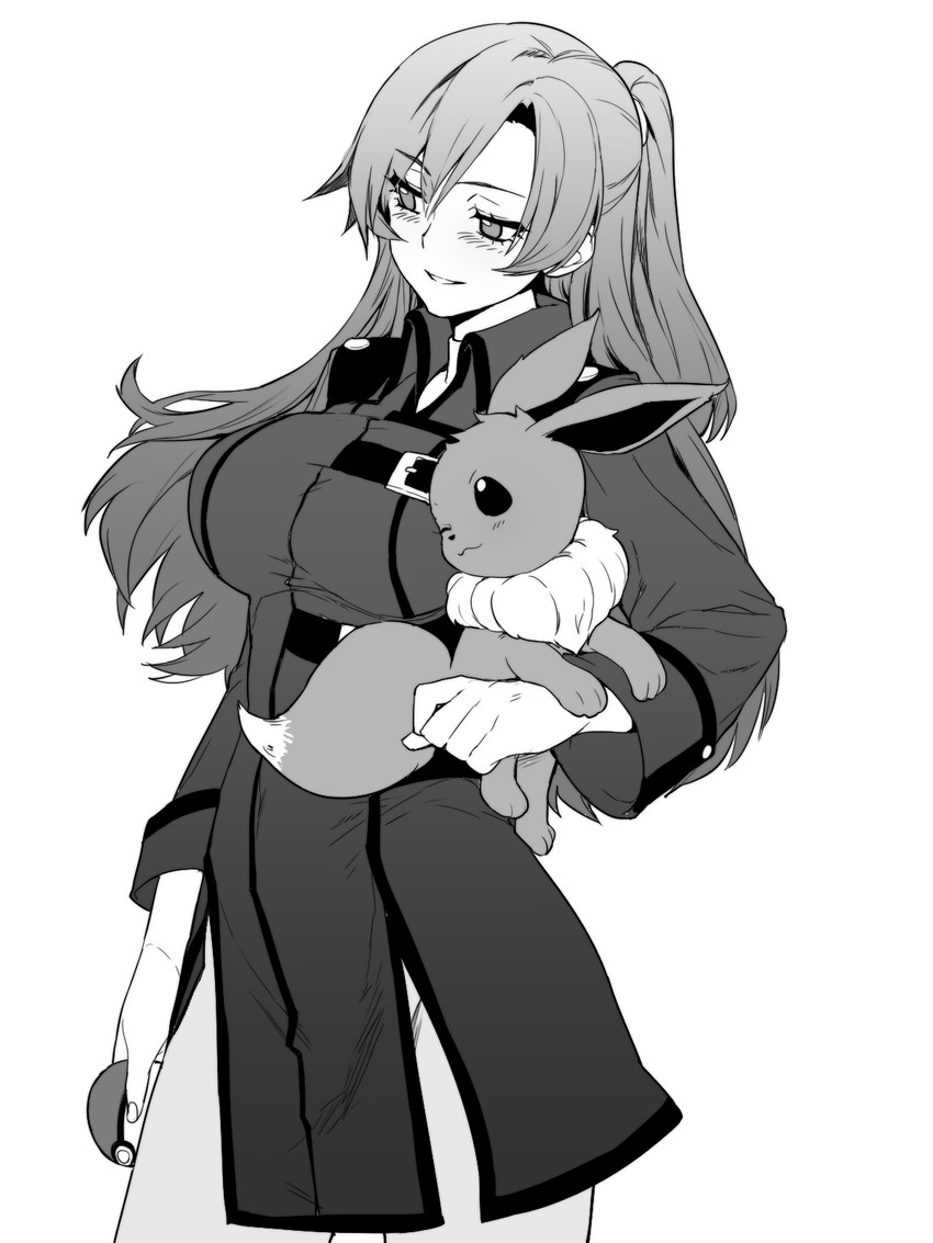 eevee and coach trainer (pokemon and 1 more) drawn by whoosaku