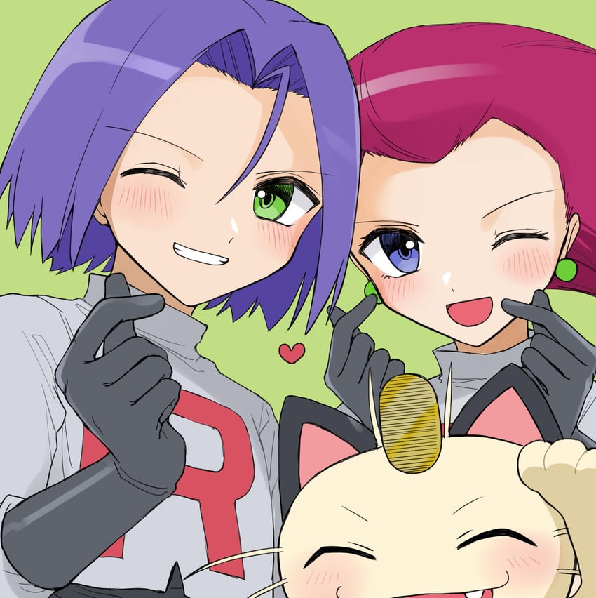 jessie, james, and meowth (pokemon) drawn by denney_(sukeru_ramune)
