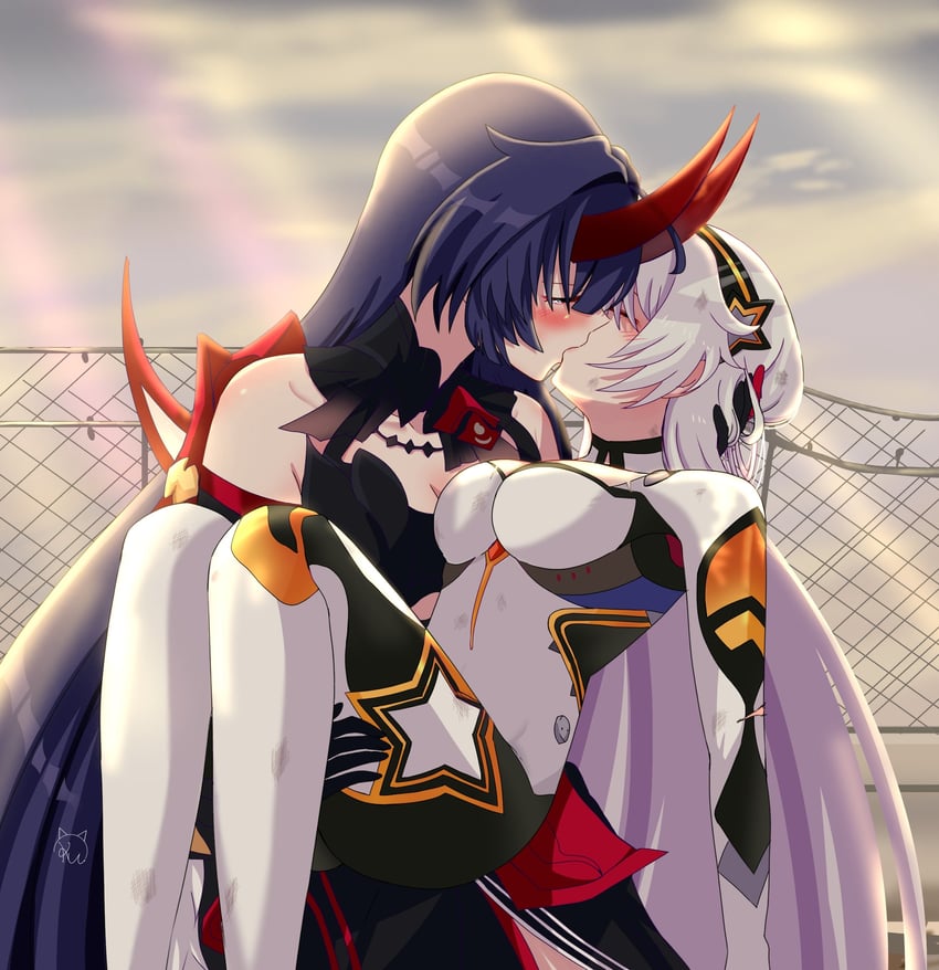 kiana kaslana and raiden mei (honkai and 1 more) drawn by kudayunii