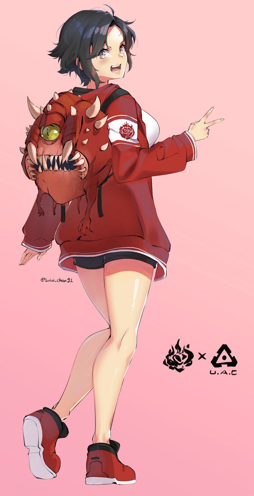 ruby rose and cacodemon (rwby and 1 more) drawn by lulu-chan92