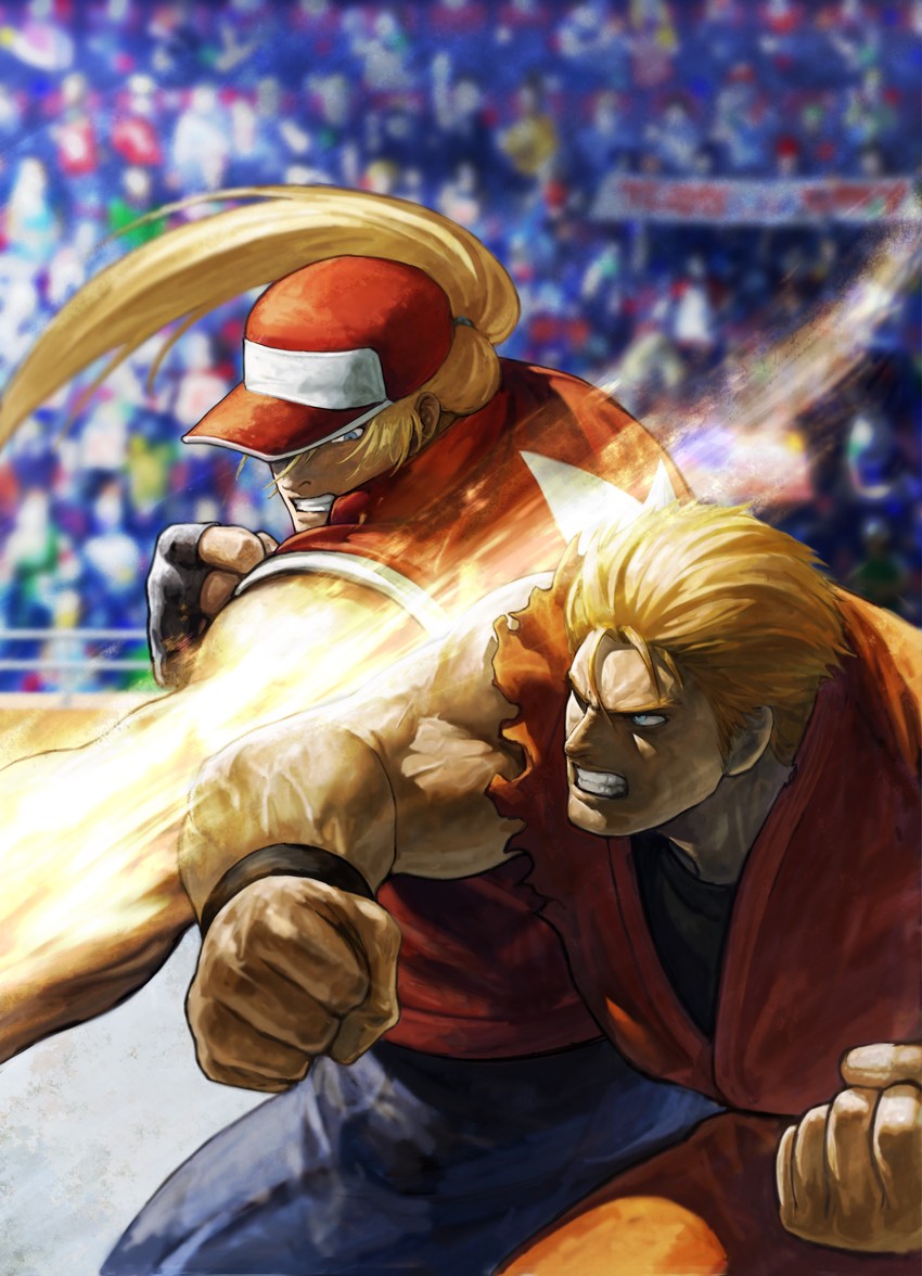terry bogard and ryou sakazaki (the king of fighters and 2 more) drawn by ogura_eisuke