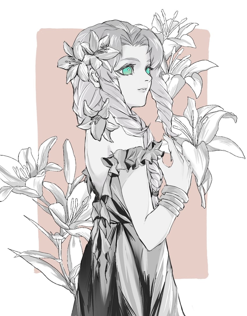 aerith gainsborough (final fantasy and 1 more) drawn by yina41549014