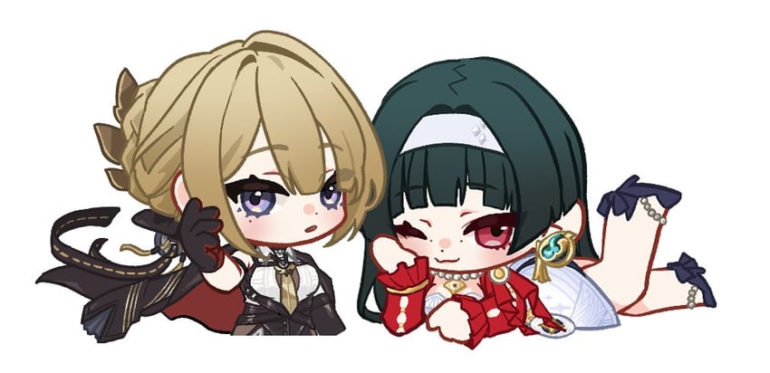 evelyn chevalier and astra yao (zenless zone zero) drawn by jjooeeuumm