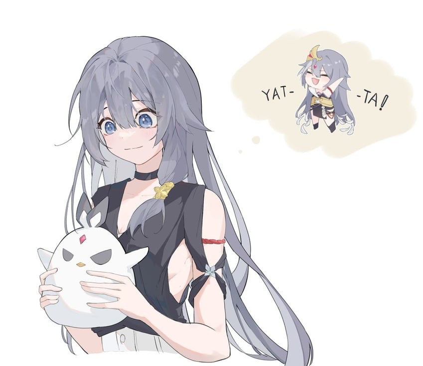 fu hua, herrscher of sentience, and jingwei (honkai and 1 more) drawn by l_leeyeon