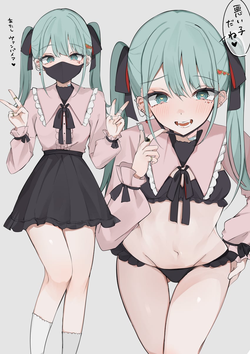 hatsune miku and vampire (vocaloid and 1 more) drawn by waimoniku