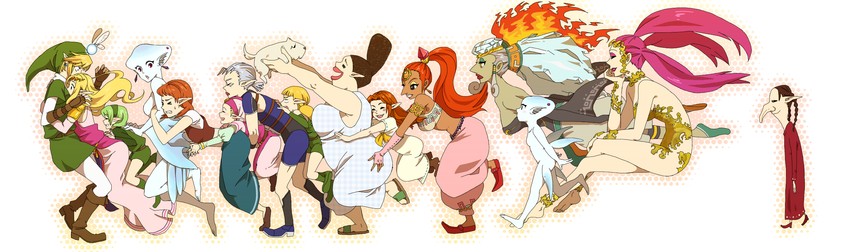 link, princess zelda, navi, impa, saria, and 8 more (the legend of zelda and 1 more) drawn by otton