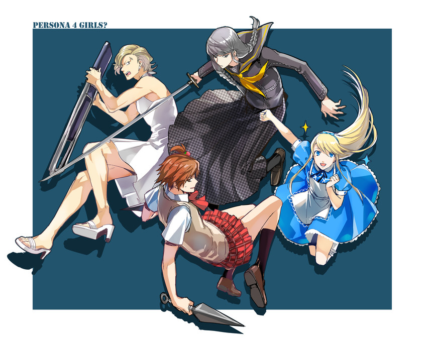 narukami yu, hanamura yousuke, tatsumi kanji, kuma, and marilyn monroe (persona and 1 more) drawn by cezaria