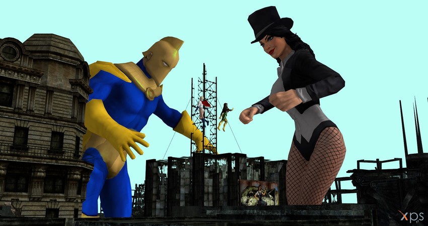 power girl, rogue, zatanna zatara, and doctor fate (marvel and 2 more)
